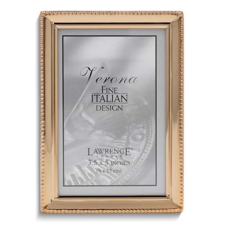 Curata Gold-Tone Polished Beaded 3x5 Photo Frame