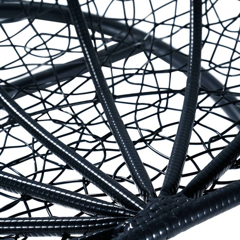 Hanging Swing Chair with Weave Design and Teardrop Shape in Black Frame