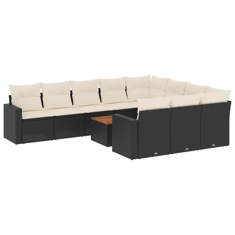 vidaXL Patio Sofa Set with Cushions Outdoor Furniture 11 Piece Poly Rattan