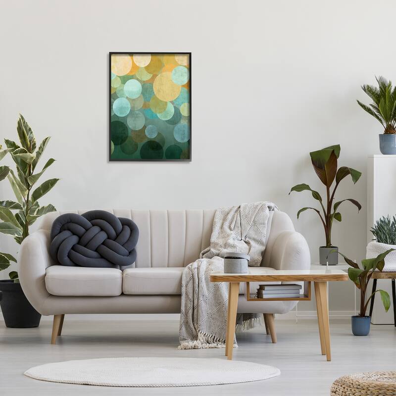 Stupell Green Ombre Circles Pattern Framed Giclee Art Design by Brent Nelson