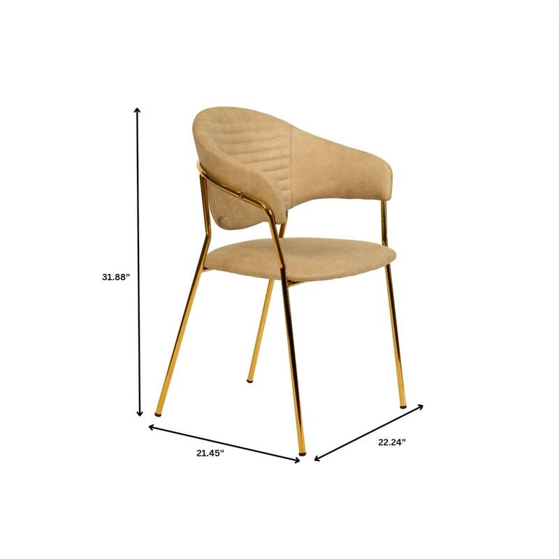 LeisureMod Set of 4 Bella Upholstered Leather/Velvet Accent Dining Chair in Gold Base for Home, Dining Room & Kitchen Furniture