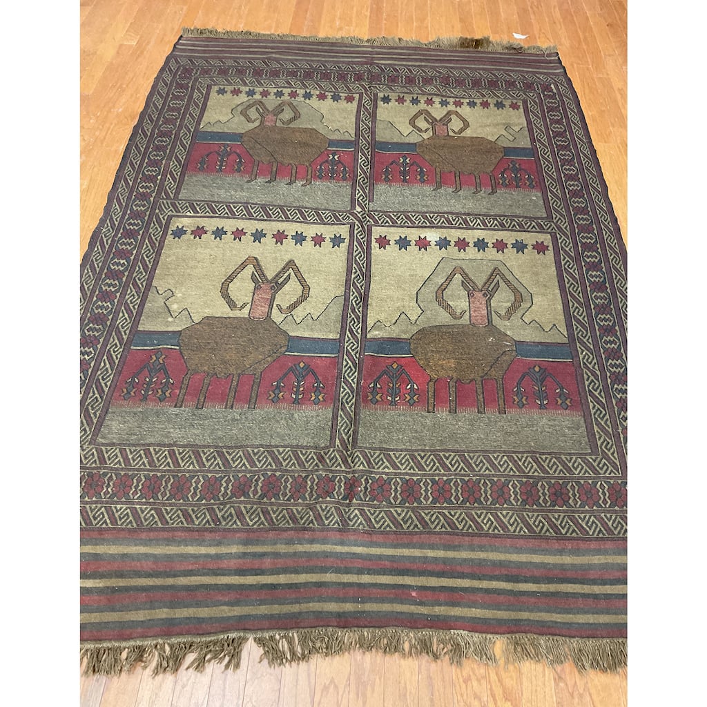 HERAT ORIENTAL Hand-knotted Tribal Kilim Wool Rug - 6'2" x 8'5"