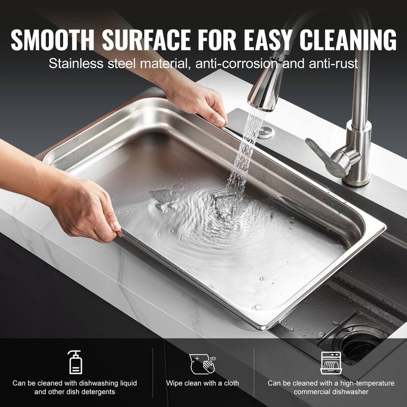 Hotel Pans, 0.8mm Thick Stainless Steel Restaurant Steam Table Pan, for Industrial & Scientific
