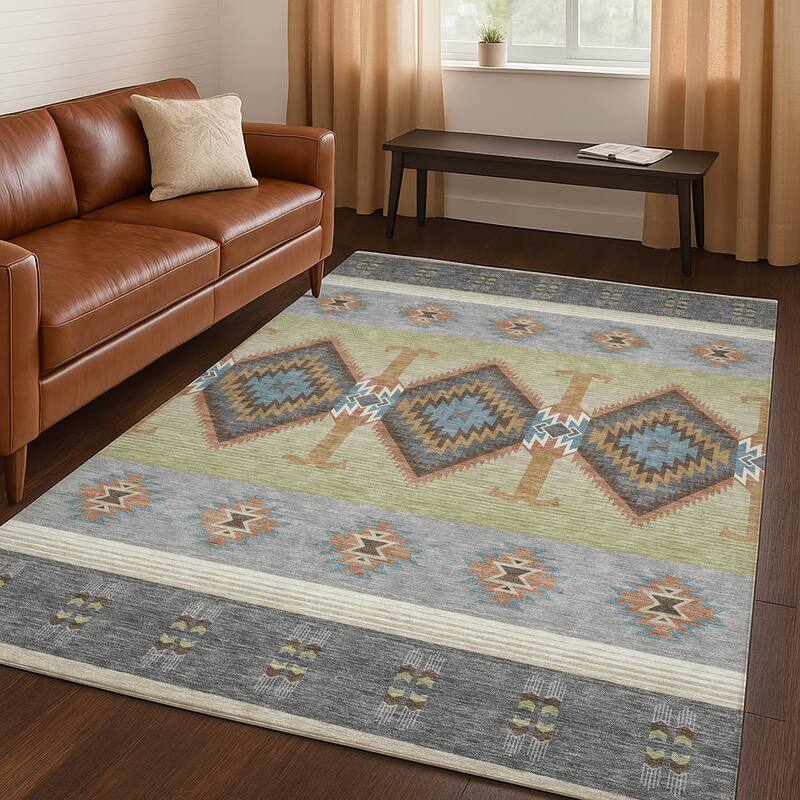 Machine Washable Indoor/ Outdoor Global Chennai Chantille Rug