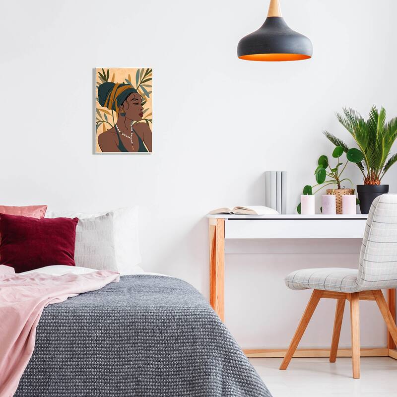 Stupell Bohemian Girl Botanical Leaves Wall Plaque Art by Ziwei Li