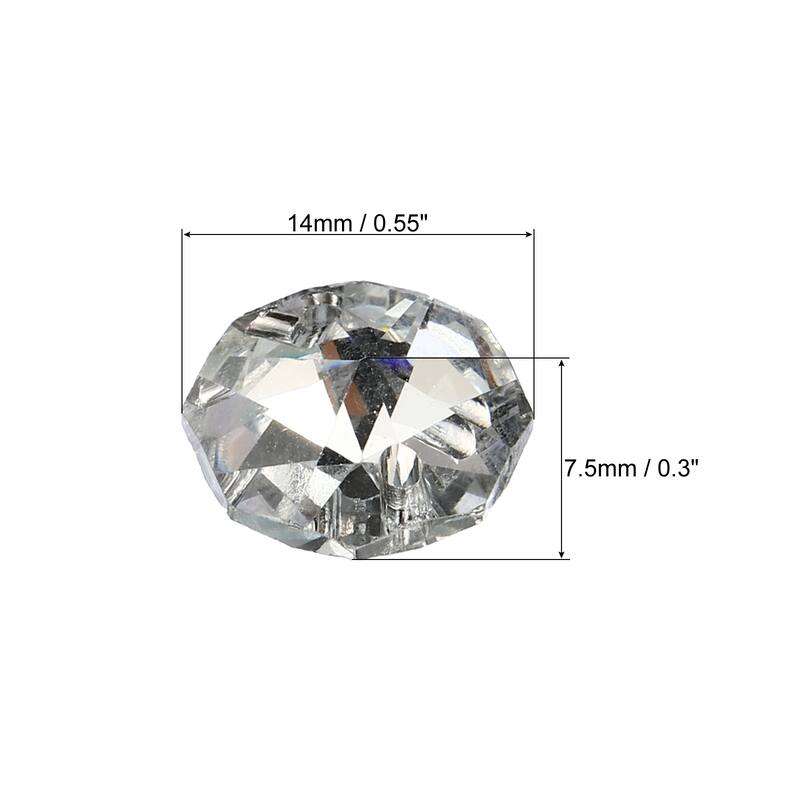 40Pcs 14mm Crystal Octagon Beads Chandelier Prisms Parts Hanging Beads - Silver