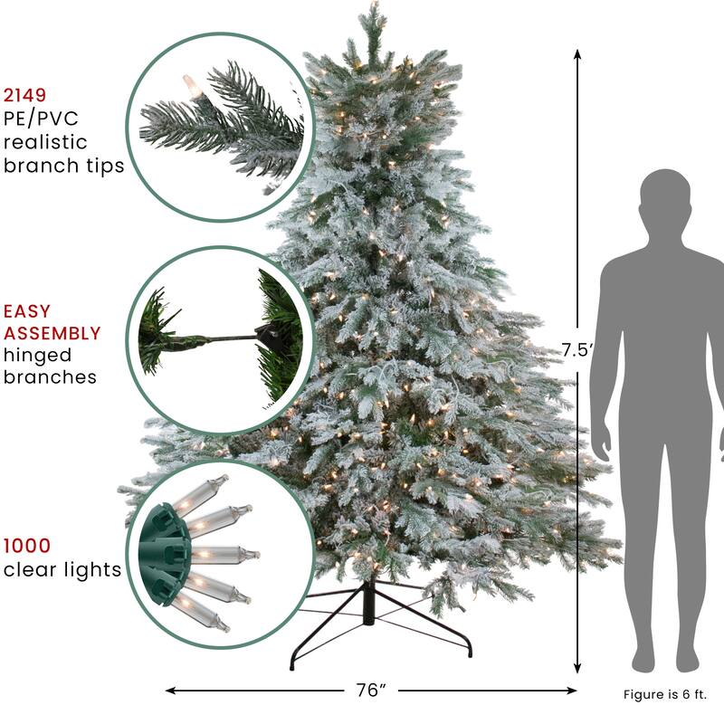 7.5' Full Flocked Jasper Balsam Fir Artificial Tree Clear Lights - 7.5 Foot