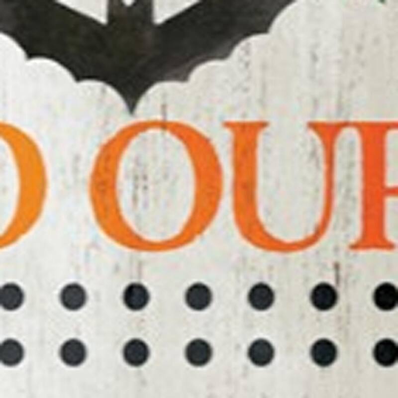 HomeRoots 72" Black Orange And White Solid Wood Welcome Halloween Jack-O-Lantern Porch Sign