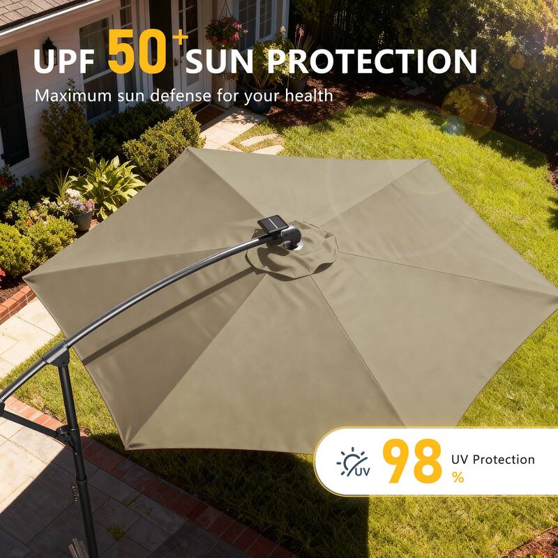 Outdoor 10FT LED lighted Patio Offset umbrella for Garden