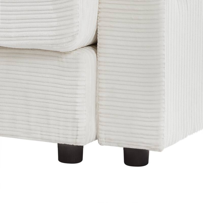 Corduroy armchair with footrest, USB charging and storage space, 250 lbs weight capacity