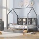 preview thumbnail 1 of 19, Full Size Wooden House Bed with 2 Drawers The Ultimate Centerpiece for Your Child’s Room Grey