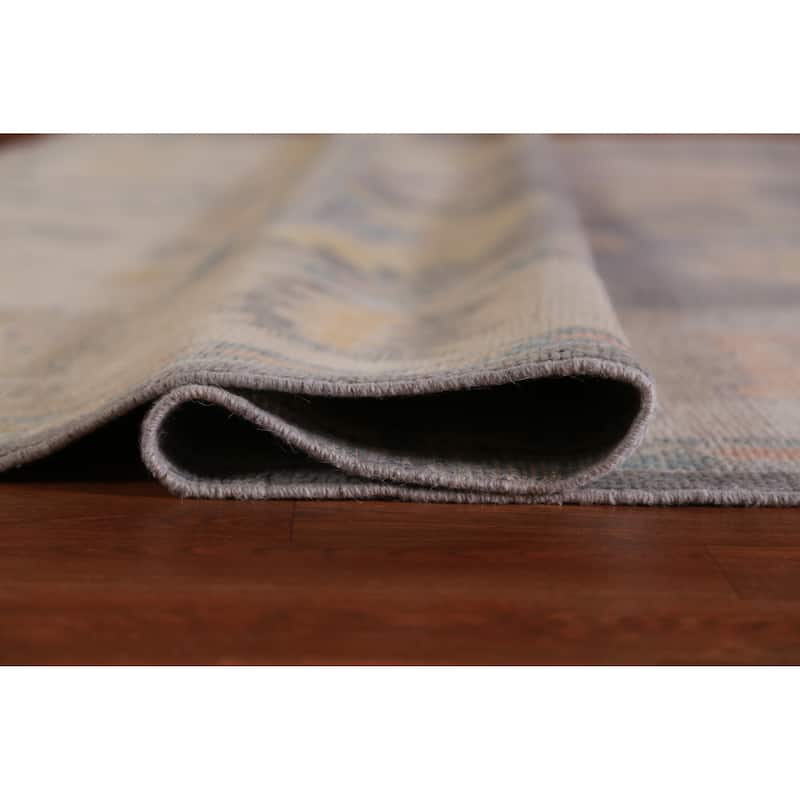 Hand Knotted Oriental 100% Wool Carpet Transitional All-Over Greys & Charcoal Oushak Area Rug - 13' 9'' X 10' 0''