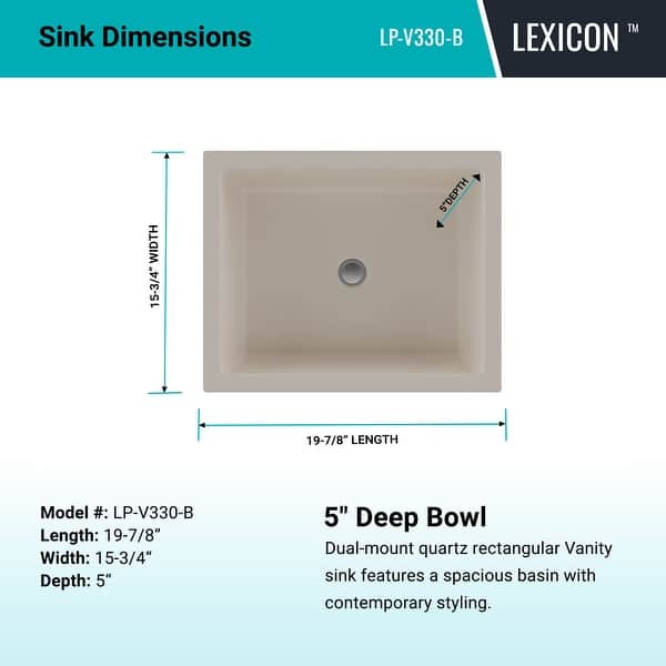 Lexicon Platinum V330 Quartz Composite Rectangle Vanity Sink - Galaxy Beige