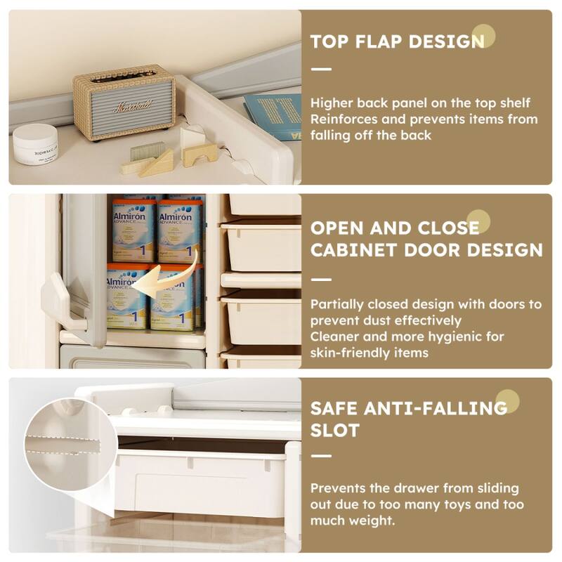 57.09 in Children's Toy Storage Cabinets in Grey with 10 Drawers