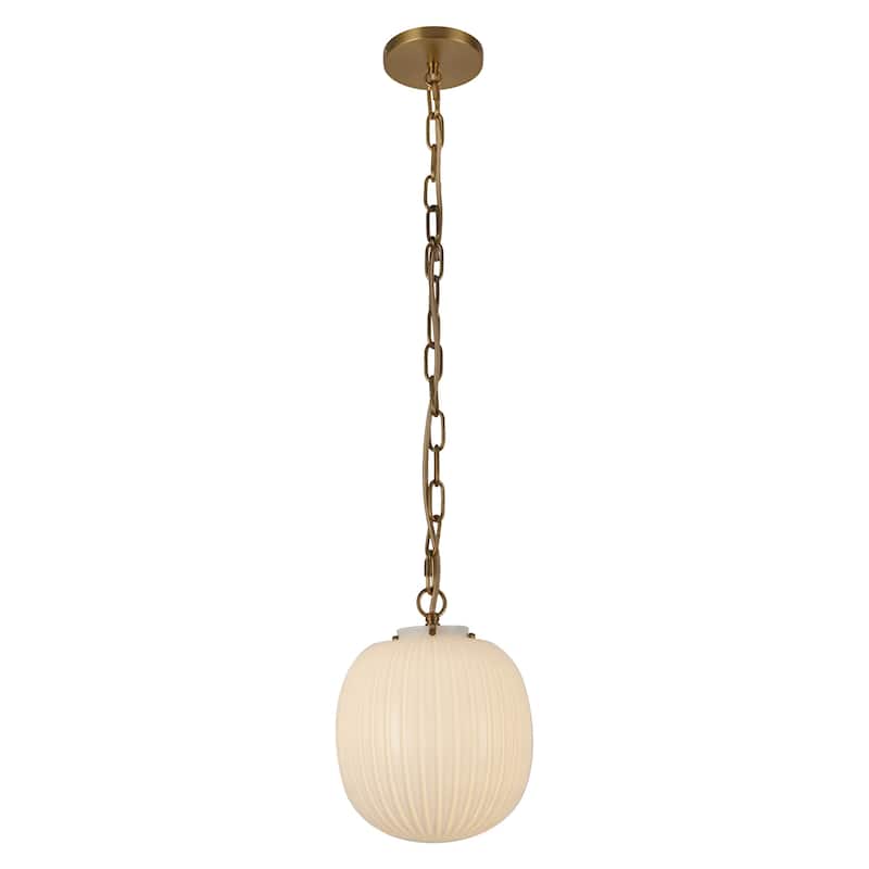 Alora Lighting PD579112 Cherise 12" Wide Pendant with Ribbed Opal - Brushed Gold / Glossy Ribbed Opal Glass