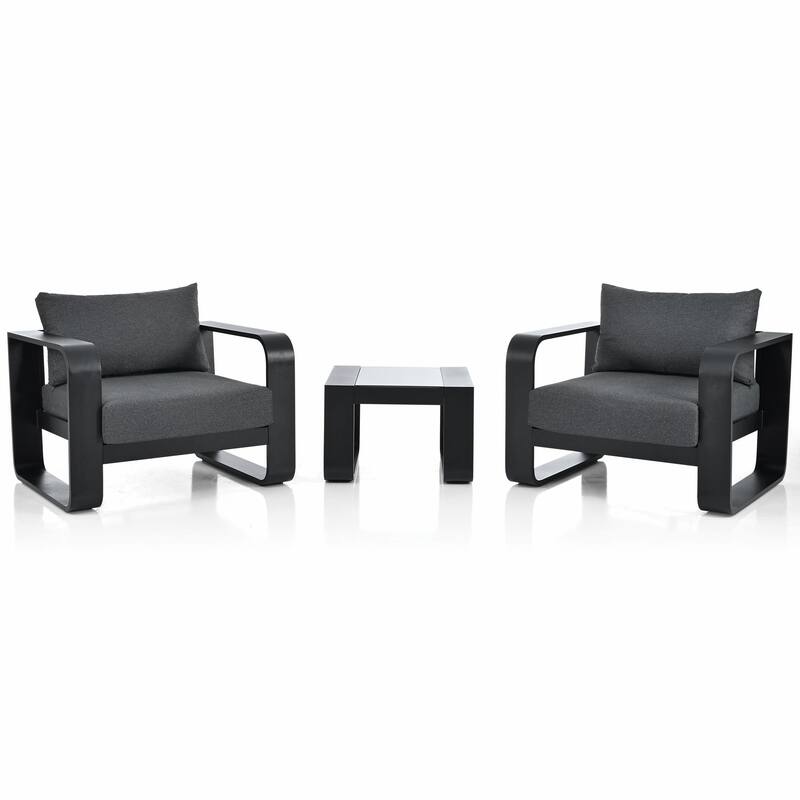 3-Piece Patio Furniture Set with Thick Cushions and Coffee Table