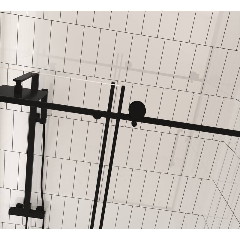 GDFStudio - Aldridge Frameless Sliding Bathroom Shower Door, Adjustable Width with Clear Tempered Safety Glass