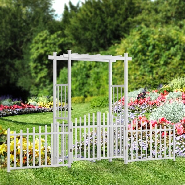 White Garden PVC Arbor with Gates and Fences - Bed Bath & Beyond