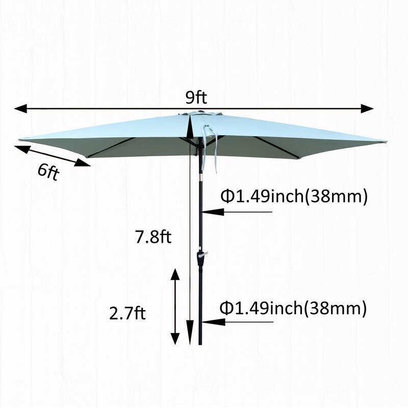 6 x 9ft Waterproof Patio Umbrella with Crank and Tilt for Outdoor Use