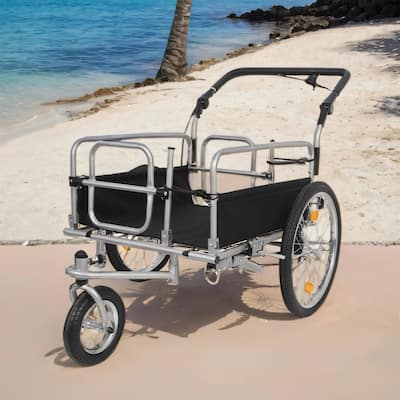 3-in-1 Bike Cargo Trailer, Converts to Stroller & Cart w/ Suspension