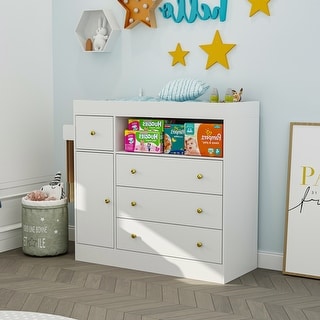 Adjustable Changing Table Dresser Diaper Changing Station with Hanger