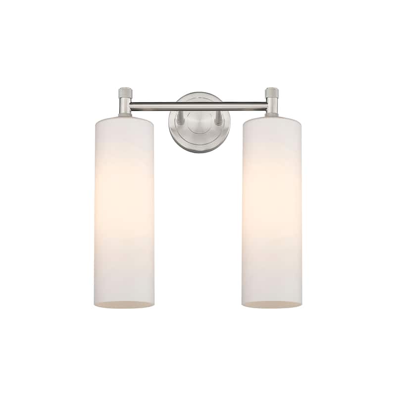 Innovations Lighting Crown Point - 2 Light 12" Wall-Mounted Bath Vanity Light - Satin Nickel/Matte White