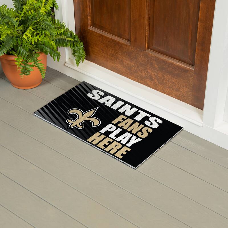 28 in. x 16 in. New Orleans Saints "Fans Play Here" PVC Door Mat