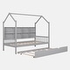 preview thumbnail 36 of 54, Wooden Twin Size House Bed with Trundle,Kids Bed with Shelf