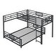 preview thumbnail 5 of 26, L-Shaped Metal Bunk Bed with Ladder and Guardrails, Twin Over Full Size Heavy Duty Bunk Bedframe with Slats Support