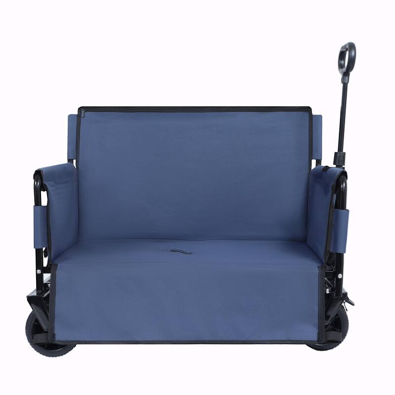 3-in-1 Convertible Folding Wagon Cart with Bench Seat & Storage - 500lbs Heavy-Duty Utility Wagon, 180L Capacity