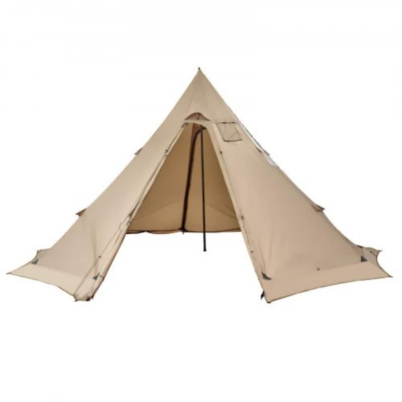Large Pyramid Camping Tent with Stove Jack and Windproof Waterproof 4-Season Outdoor Shelter - 4-6-Persons