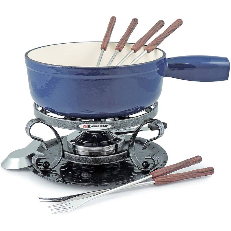 Swissmar KF66518 Lugano 9Piece 2Quart Cast Iron Cheese Fondue Set