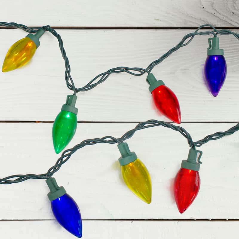 LED C9 Transparent Christmas Lights - Multi-color - 17' Green Wire - 50ct - 17ft