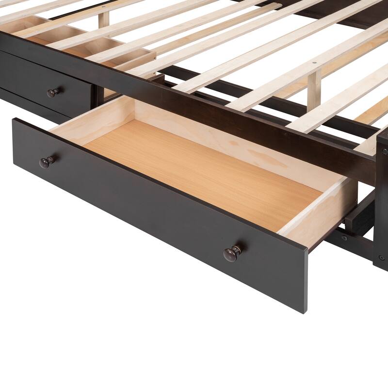 Modern Wooden Platform Bed with All-in-One Cabinet,Shelf and Sockets for Bedroom