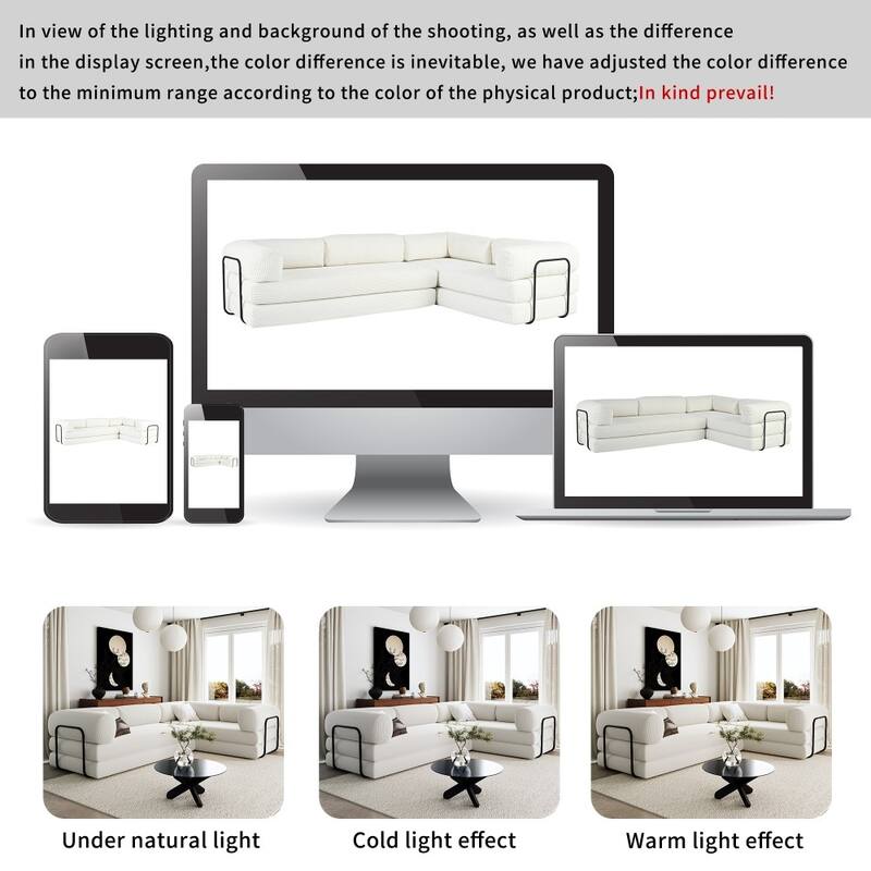 Modern Corduroy Fabric L-shaped Modular Convertible Sectional Sofa Bed for Living Room
