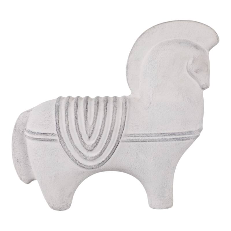Pottery Horse Figurine Timeless Decorative Sculpture - 11" Ivory - 11.5" x 4" x 10.5"
