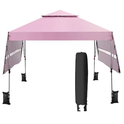 Outdoor Pop Up Canopy Tent with Side Awnings 10x17.6 Ft for Patio or Beach - 10 x 17.6 x 8.9-9.5 ft