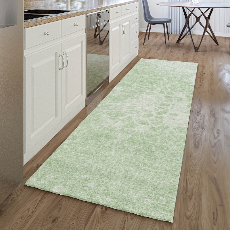 Premium Washable Super Soft Muted Floral Mayfield Rug - Mint - 2' 3" x 7' 6" - Runner