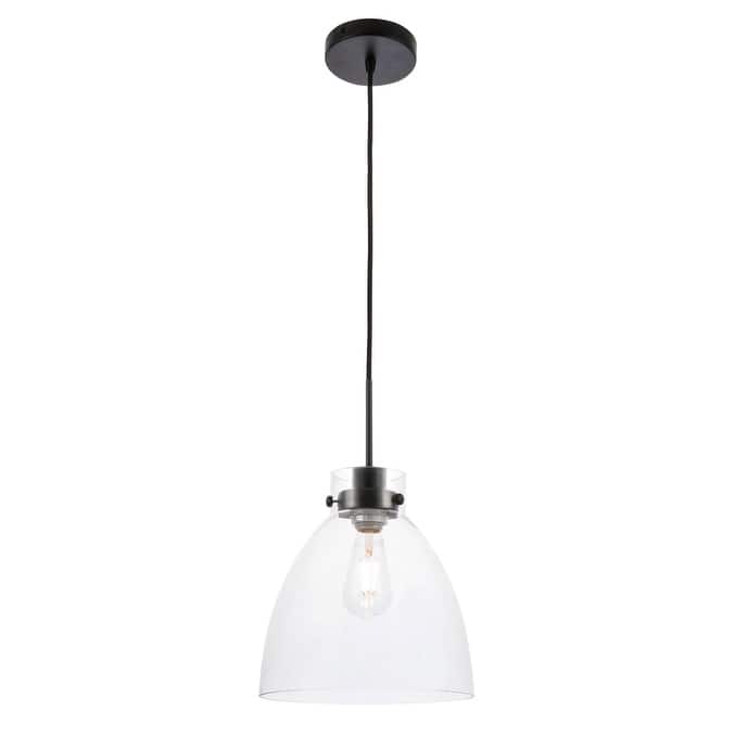 Ingrid 11-Inch Clear 1-Light Pendant - Black