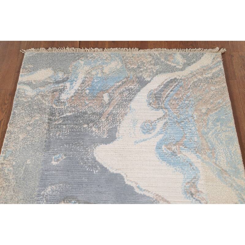 Modern Indian Abstract Accent Rug Handmade Wool Carpet - 2'9"x 4'10"