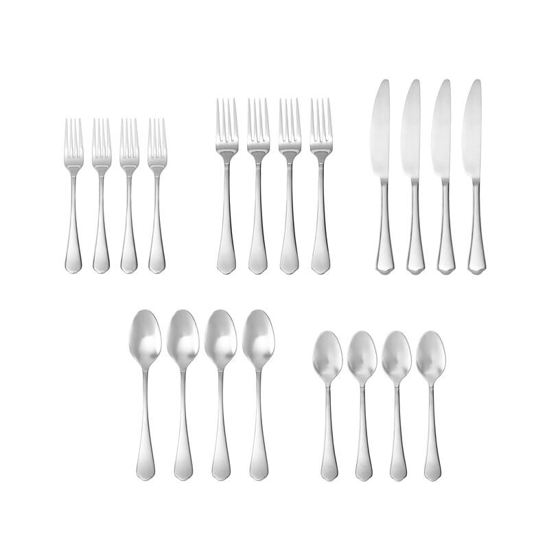 Ellsie 18/10 Stainless Steel, 20PC Flatware Set (Service for 4), Silver