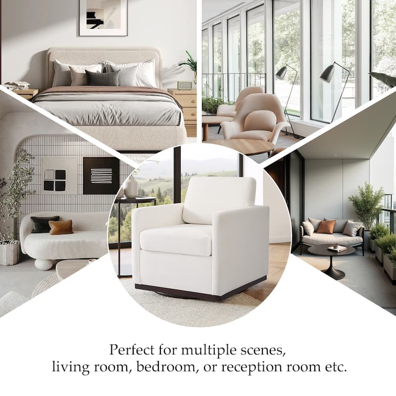 Chenille Leather Modern Swivel Accent Chair