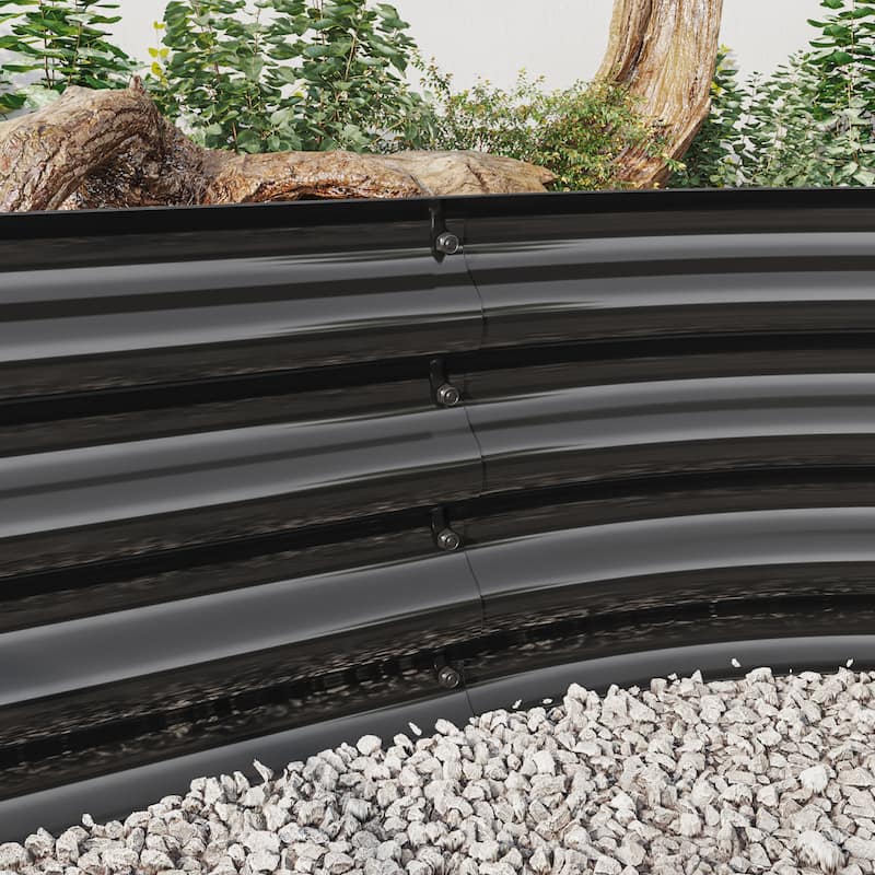 Anmytek Corrugated Metal Raised Garden Bed Oval Planter Outdoor Patio Backyard Gardening