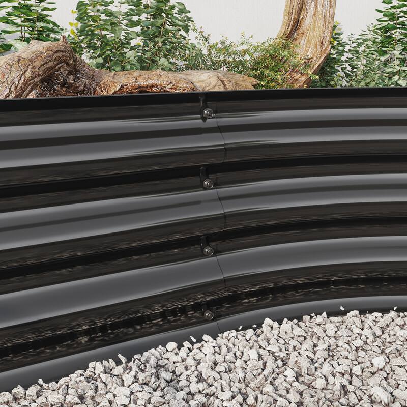 Corrugated Outdoor Raised Garden Bed with Open Base Backyard Planting
