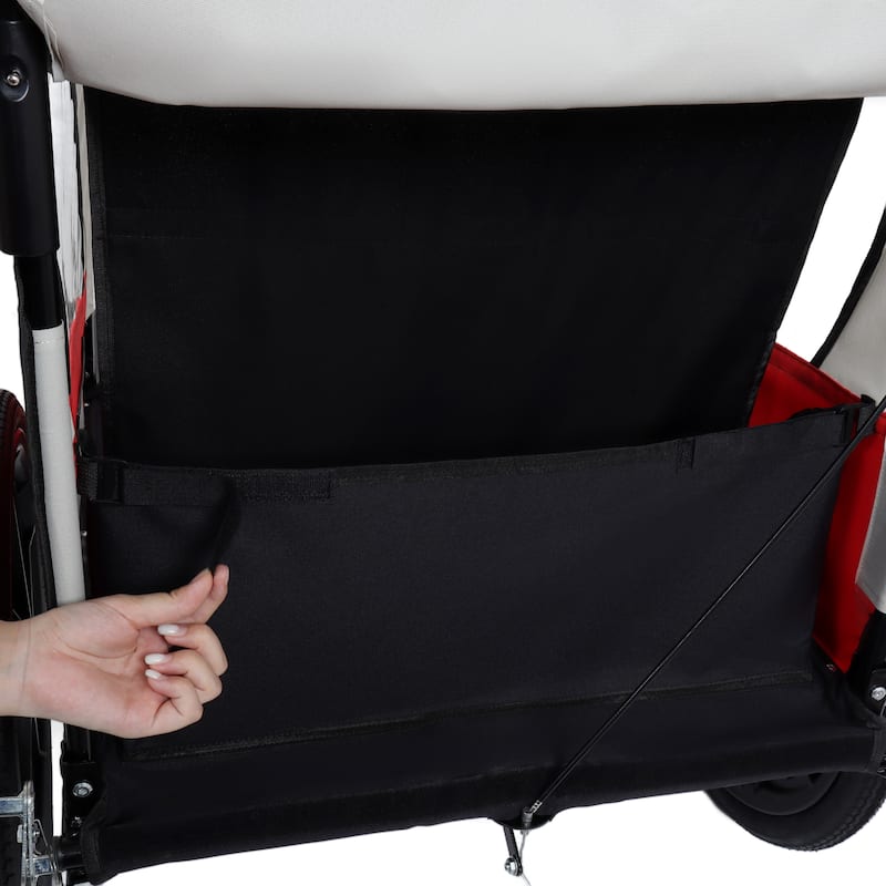 2-In-1 Double 2 Seat With Bike Trailer Jogger Stroller Foldable Collapsible W/Pivot Front Wheel, Storage Bag