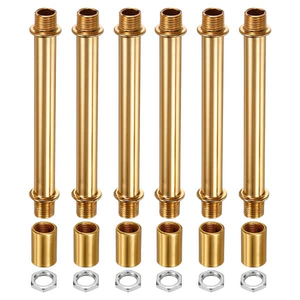 6set M10x1 Threaded Extension Rod Kit 100mm Coupling Nut with Pipe Hex Nut Gold Gold Tone