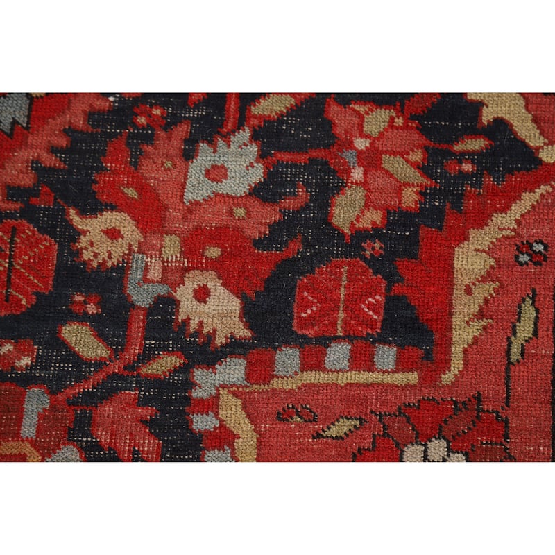 Hand Knotted Oriental 100% Wool Carpet Traditional Floral Navy Blue & Blues Sarouk Area Rug - 10' 5'' X 6' 10''
