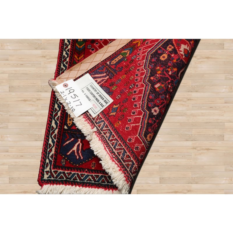 2'1''x2'1'' Square Hand Knotted Wool Navy Chagaei Traditional Area Rug - 2' 1'' x 2' 1''-Square