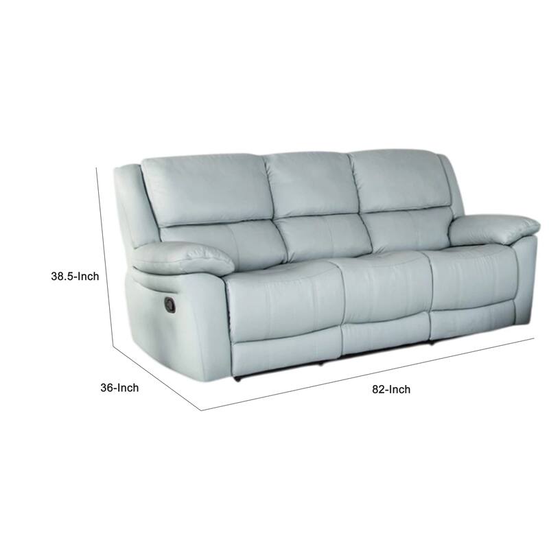 Larus Sofa, Manual Reclining Mechanism, Blue Faux Leather, 82 Inch