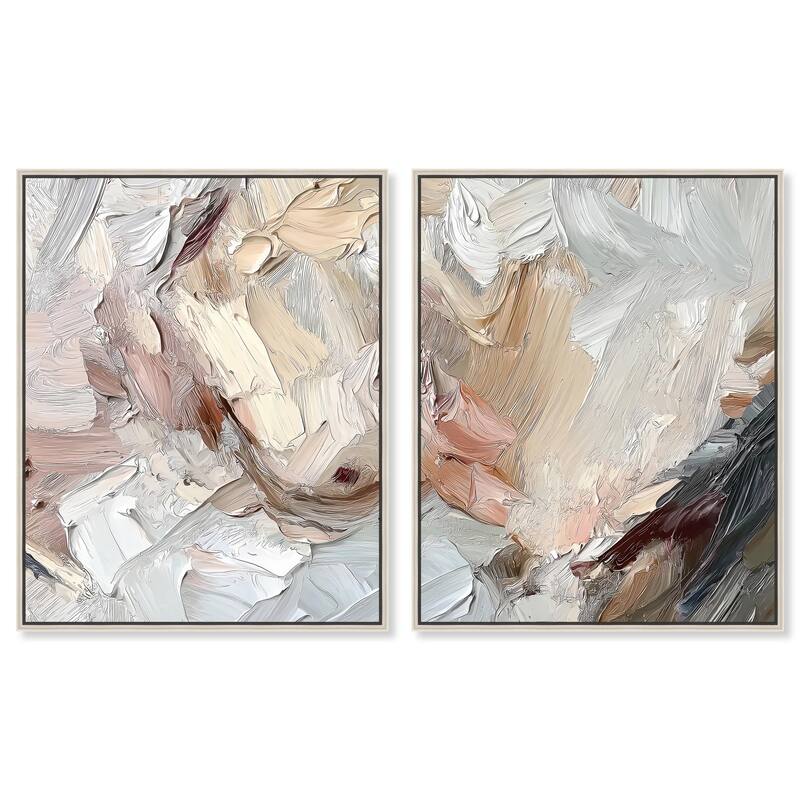 Running Horse Neutral I Canvas Set of 2 by Art Remedy - 30" x 36" - Silver